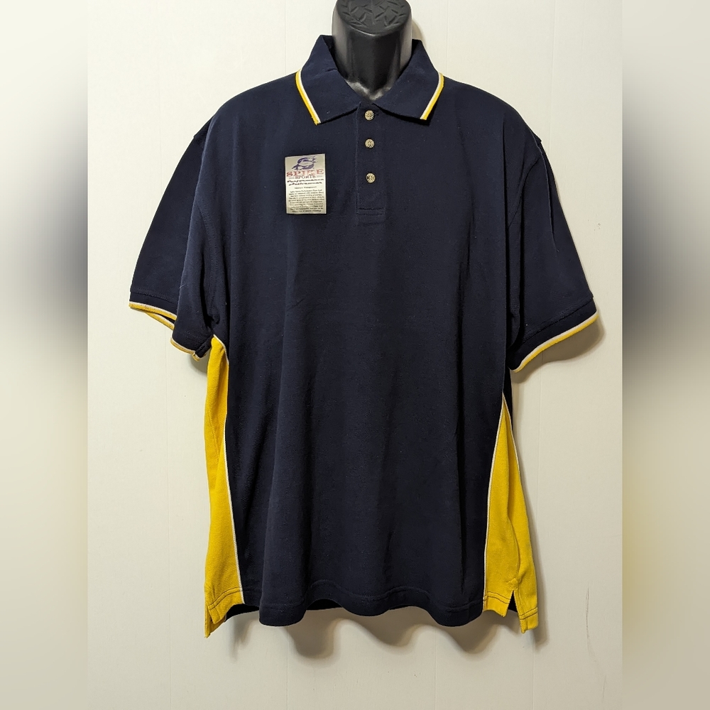 NWOT Men's Spike Sports Golf Polo Shirt Size XL Blue and Yellow
